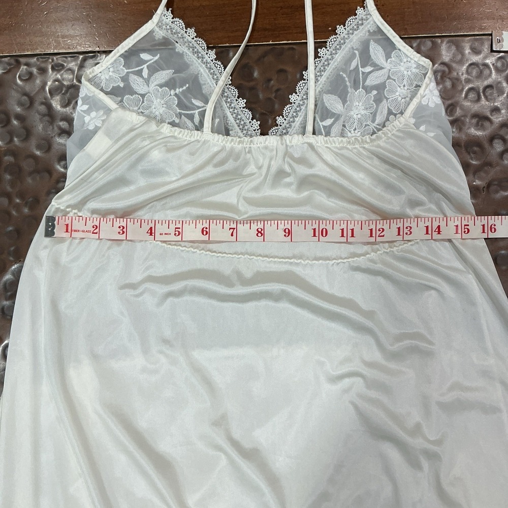 Vtg Unbranded Bridal Peignoir Set Ivory Nylon Lace Chiffon Size Small - Picture 12 of 15